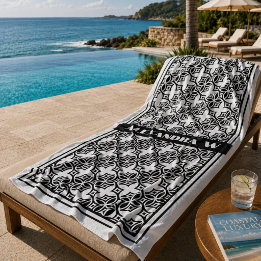 Zwart-wit geometrisch patroon aangepast resort strandlaken