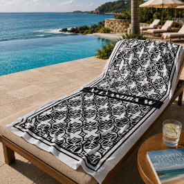 Zwart-wit geometrisch patroon aangepast resort strandlaken