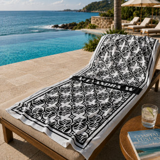 Zwart-wit geometrisch patroon aangepast resort strandlaken