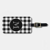 Zwart Wit Geometrisch Patroon Aangepaste Monogram Bagagelabel (Voorkant horizontaal)