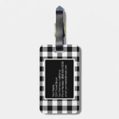 Zwart Wit Geometrisch Patroon Aangepaste Monogram Bagagelabel (Achterkant verticaal)