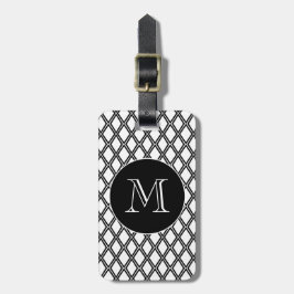 Zwart Wit Geometrisch Patroon Aangepaste Monogram Bagagelabel