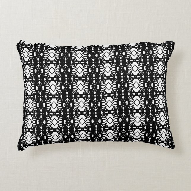 Zwart-wit geometrisch patroon accentkussen accent kussen (Voorkant)