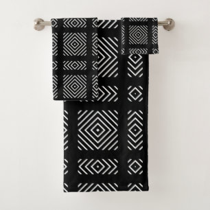 Zwart-wit geometrisch patroon Ama Bad Handdoek