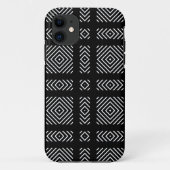 Zwart-wit geometrisch patroon Ama Case-Mate iPhone Case (Achterkant)