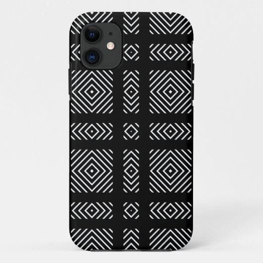 Zwart-wit geometrisch patroon Ama Case-Mate iPhone Case (Achterkant)