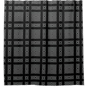 Zwart-wit geometrisch patroon Ama Douchegordijn