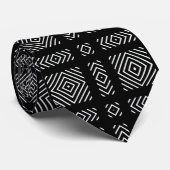 Zwart-wit geometrisch patroon Ama Stropdas (Opgerold)