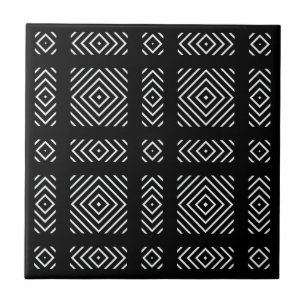 Zwart-wit geometrisch patroon Ama Tegeltje