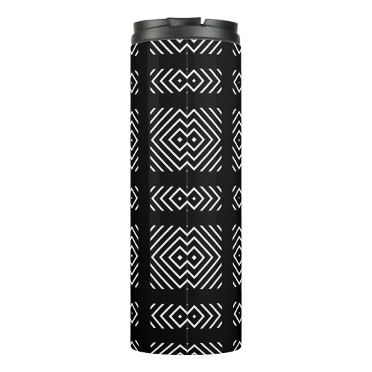 Zwart-wit geometrisch patroon Ama Thermosbeker (Achterkant)