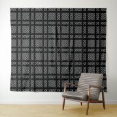 Zwart-wit geometrisch patroon Ama Wandkleed (In Situ (horizontaal))