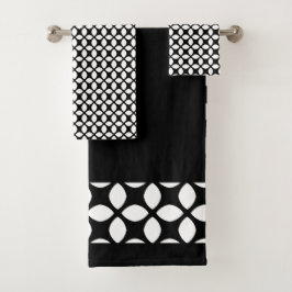 Zwart-wit geometrisch patroon bad handdoek