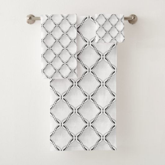 Zwart-wit geometrisch patroon. bad handdoek (Insitu)