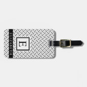  zwart-wit geometrisch patroon bagagelabel (Voorkant horizontaal)