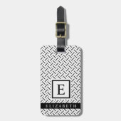  zwart-wit geometrisch patroon bagagelabel (Voorkant verticaal)