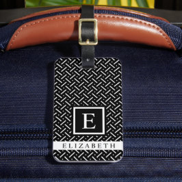  zwart-wit geometrisch patroon bagagelabel