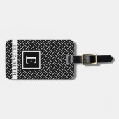  zwart-wit geometrisch patroon bagagelabel (Voorkant horizontaal)