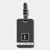  zwart-wit geometrisch patroon bagagelabel (Voorkant verticaal)