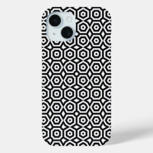 Zwart-wit geometrisch patroon iPhone 15 case