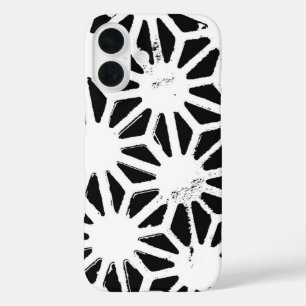 Zwart-wit geometrisch patroon iPhone 16 hoesje