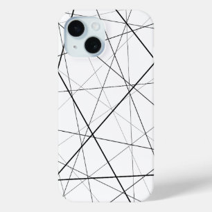 Zwart-wit geometrisch patroon iPhone 15 case