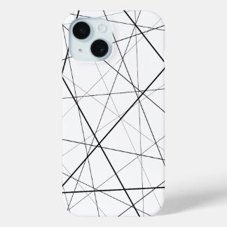 Zwart-wit geometrisch patroon iPhone 15 case