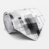 Zwart Wit Geometrisch Patroon Dressy Stropdas (Opgerold)
