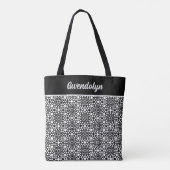 Zwart-wit geometrisch patroon elke dag tote bag (Achterkant)