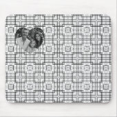 Zwart Wit Geometrisch Patroon en Heartshape Foto Muismat (Voorkant)