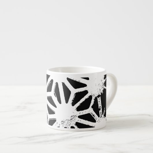 Zwart-wit geometrisch patroon espresso kop (Voorkant rechts)