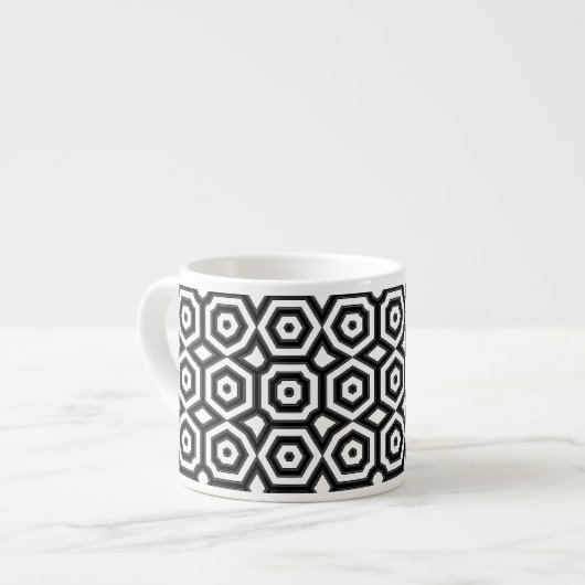 Zwart-wit geometrisch patroon espresso kop (Links)