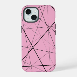 Zwart-wit geometrisch patroon iPhone 15 case