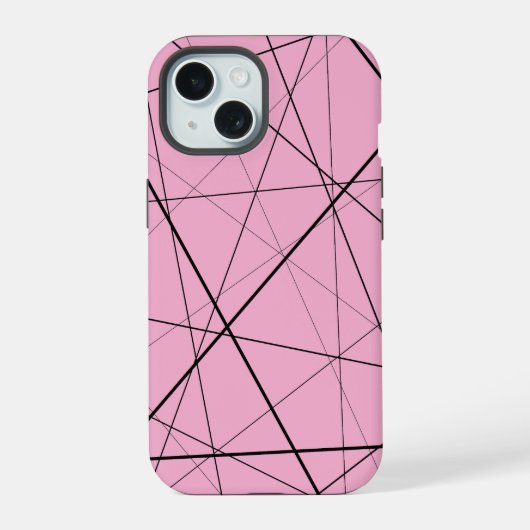 Zwart-wit geometrisch patroon iPhone 15 case (Achterkant)