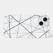 Zwart-wit geometrisch patroon iPhone 15 case (Achterkant horizontaal)
