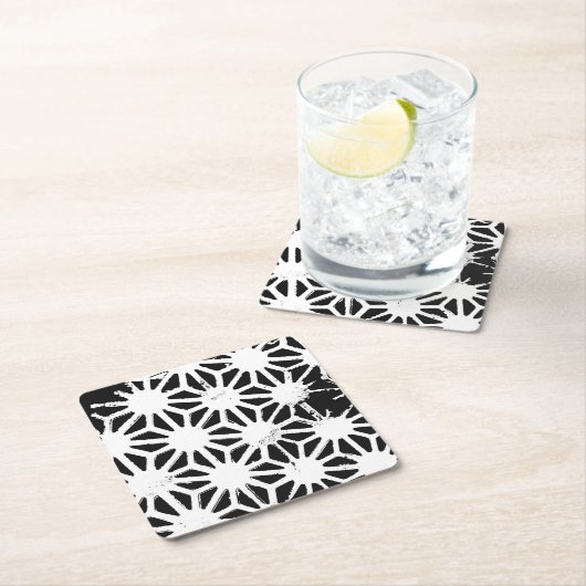 Zwart-wit geometrisch patroon kartonnen onderzetters (Insitu)