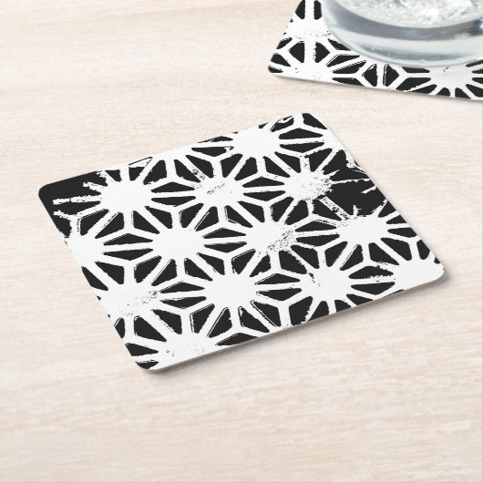 Zwart-wit geometrisch patroon kartonnen onderzetters (Schuin)