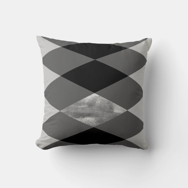 Zwart-wit geometrisch patroon kussen (Voorkant)