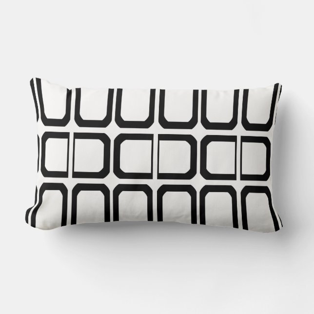 Zwart-wit geometrisch patroon kussen (Voorkant)