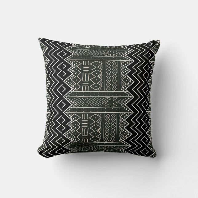 Zwart-wit geometrisch patroon kussen (Voorkant)