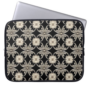 Zwart-wit geometrisch patroon laptop sleeve