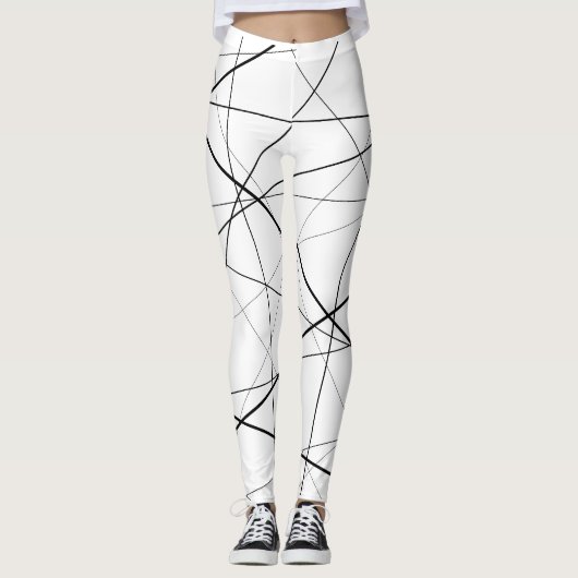 Zwart-wit geometrisch patroon leggings (Voorkant)