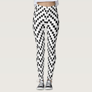 Zwart-wit geometrisch patroon leggings