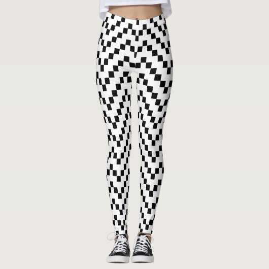 Zwart-wit geometrisch patroon leggings (Voorkant)