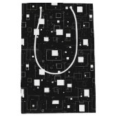 Zwart-wit geometrisch patroon medium cadeauzakje (Voorkant)