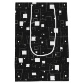 Zwart-wit geometrisch patroon medium cadeauzakje (Achterkant)
