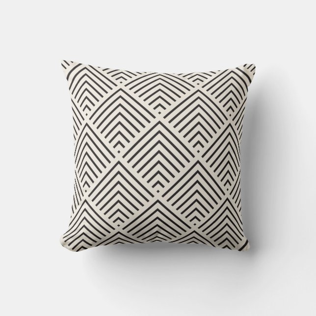 Zwart-wit geometrisch patroon met overlappende ele kussen (Voorkant)