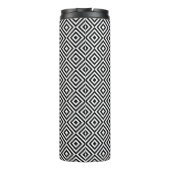 Zwart-wit geometrisch patroon met rode monogram thermosbeker (Achterkant)