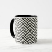 Zwart-wit geometrisch patroon mok (Voorkant links)