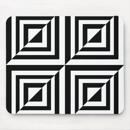 Zwart-wit geometrisch patroon muismat (Voorkant)