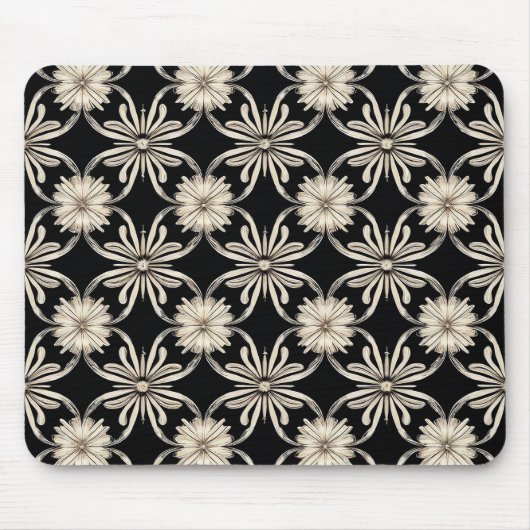 Zwart-wit geometrisch patroon muismat (Voorkant)